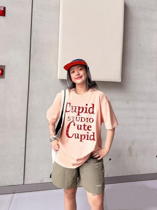 今天推荐-潮牌短袖-CUP浅粉字母100%棉T恤-喜出 商品图0