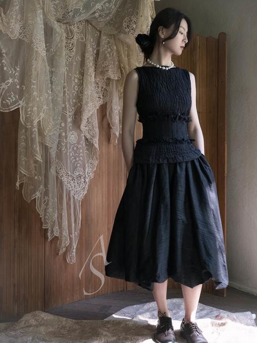 Phaedo 25AW 墨色/米金色/旧银灰野蚕丝垂褶半裙 商品图5