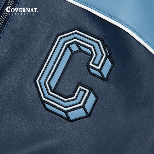 Covernat2024春新款休闲字母夹克拉链pu皮衣外套上衣CO2401JK11 商品图2