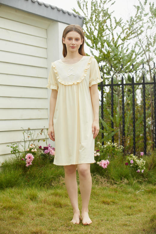 【39元限时秒杀】【秀黛】女圆领花边针织短袖裙女士夏季睡裙L2551080T 【门店同款】【如遇缺货自动退款，介意勿拍】 商品图8