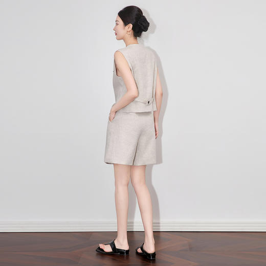 「高货wl」全新升级【铂金会员431/天猫579/差价148】(99509)洛诗琳高品质V领西装背心马甲休闲简约通勤亚麻两件套女 商品图1