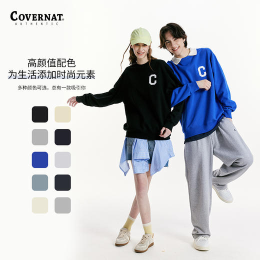 【限时秒杀】Covernat韩国潮牌卫衣男女情侣款C标圆领套头宽松休闲上衣春秋新CO0000CR01 商品图2