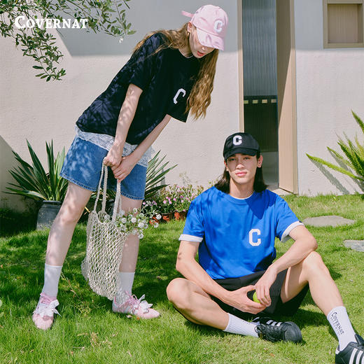 【周末秒杀】covernat韩国潮牌短袖T恤情侣同款经典C字母标潮流休闲上衣CO2302ST12 商品图1