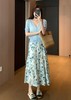 柔美清新2.5米用料天丝亚麻清新清爽印花松紧高腰半身裙 商品缩略图2