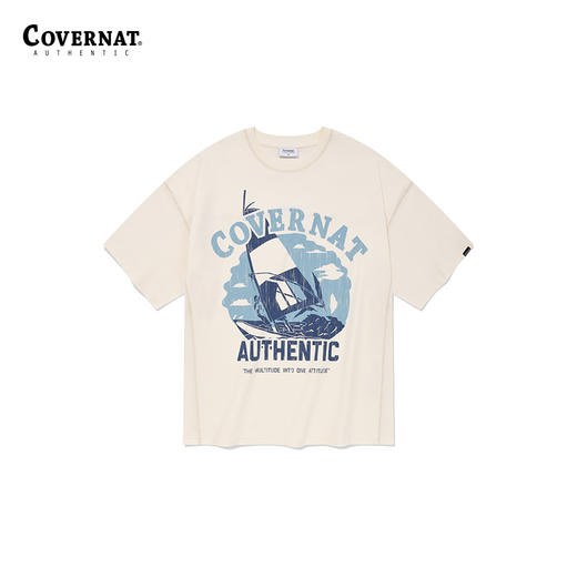 covernat韩国潮牌圆领T恤布罗肯船短袖时尚舒适全棉2024春夏CO2402ST11 商品图0