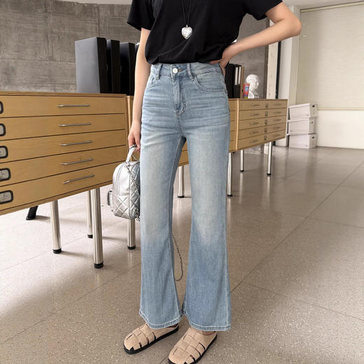 不爱都难！莱赛尔微喇牛仔裤女夏薄款2025新款高腰显瘦喇叭阔腿裤！ 商品图2