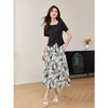 【专属特价】熙世界气质国风水墨印花套装夏装不规则方领T恤半身裙子两件套 商品缩略图4
