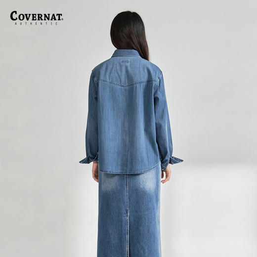 covernat2024春季新款女潮流街头西部风牛仔长袖衬衫CO2401SH71 商品图3