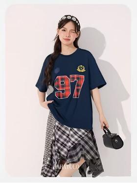 七夕福利-NO退~情侣潮牌100%棉红格97短袖T恤-喜出