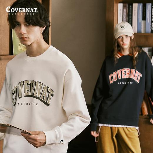 Covernat韩国潮牌卫衣街头风大C拱形标男女情侣圆领套头上衣春秋CO2301CR04 商品图1