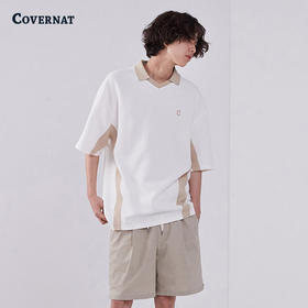 covernat韩国潮牌拱形状翻领短袖时尚宽松舒适男女同款T恤夏CO2402ST22