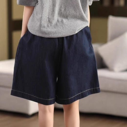 M68153莱赛尔牛仔中裤 2025夏季新款 简约时尚百搭宽松短款阔腿裤女6057 商品图3