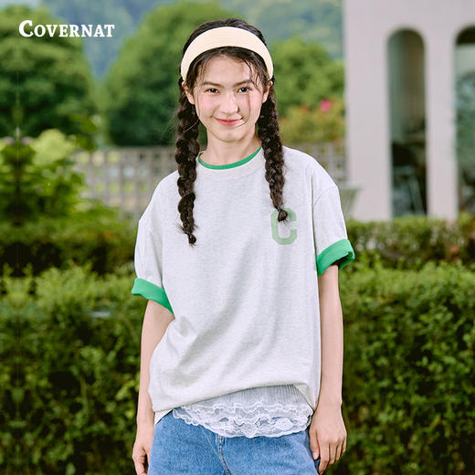 【限时秒杀】Covernat韩国潮牌C标T恤时尚男女情侣同款宽松休闲短袖2025夏季新CO2502ST31 商品图2