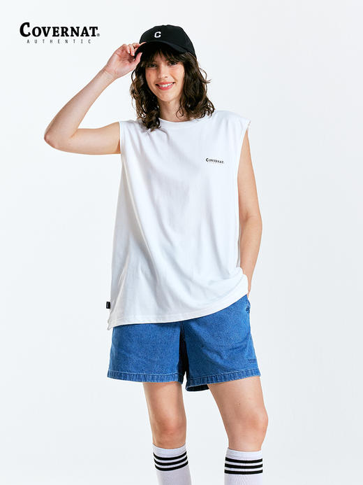 Covernat背心无袖T恤情侣同款男女夏新款内搭宽松休闲叠穿上衣CO2302STE3 商品图2