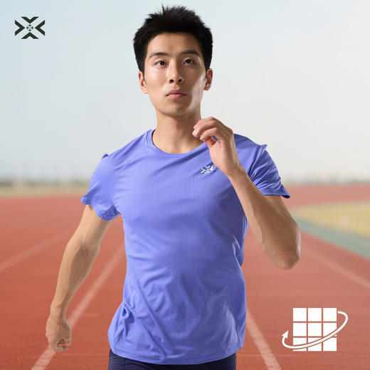 有为者男女款呼吸方格圆领速干短袖轻薄吸汗T恤透气跑步服动感风HM-DX001 商品图10