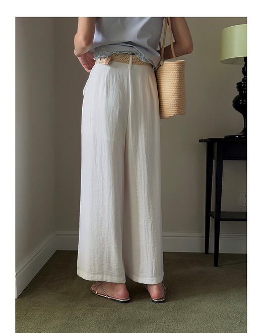 【冰茶荡荡裤】韩系高腰通勤阔腿裤 商品图4