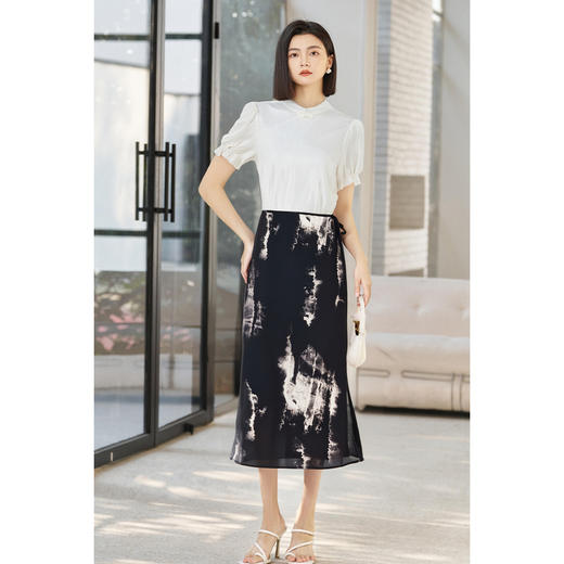 剩S/M/L 【国风提花衬衫水墨印花半裙两件套】新中式女套装夏季高级感气质3890 商品图3