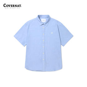 covernat韩国潮牌牛津中款短袖衬衫清新时尚潮流短上装2024春夏新CO2402SS01