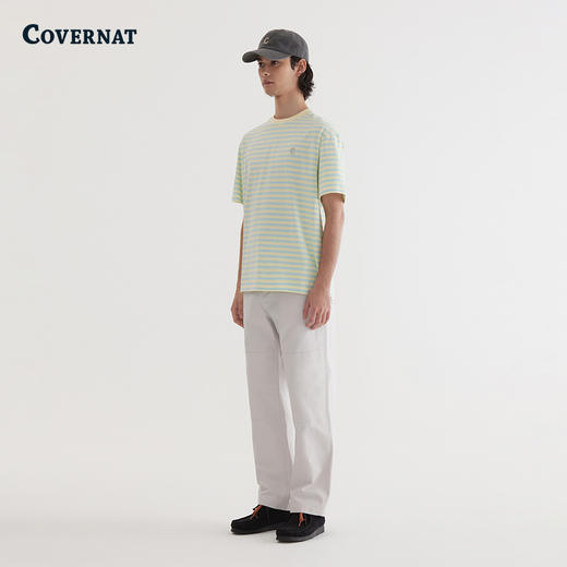 COVERNAT韩国潮牌条纹休闲短袖绿青春活力男女同款2025夏季新CO2502ST35 商品图1