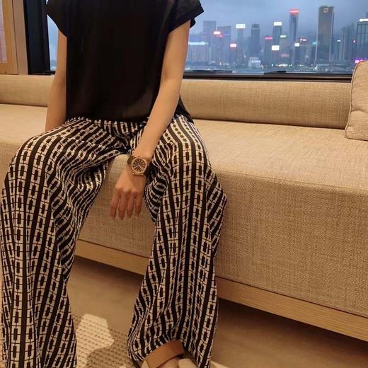 「K」洛诗琳40058气质真丝印花阔腿裤2025夏季6A蚕丝休闲裤10387 商品图0