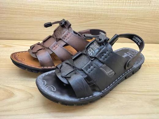 豪行真皮男鞋夏季新款13208057平底休闲户外沙滩露趾凉鞋 商品图4