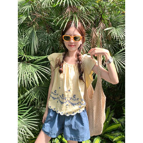 <曾小咸推荐>夏季新款韩版个性刺绣设计衬衫