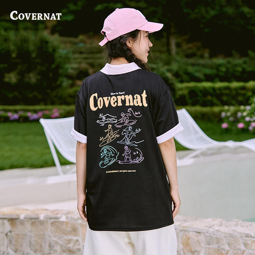 COVERNAT韩国潮牌简约短袖T恤品牌标志点缀男女同款2025春夏新CO2502ST18 商品图3