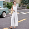 时尚套装2025夏季新款亚麻洋气蕾丝拼接马甲高腰阔腿裤两件套潮YDYX9360 商品缩略图0