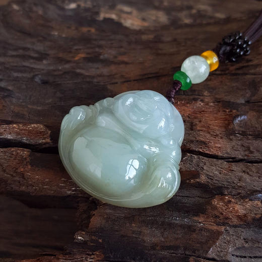 【天然正品】天然细腻糯种佛公（平安如意）翡翠吊坠女性080425AH22现售价：380特价 商品图6