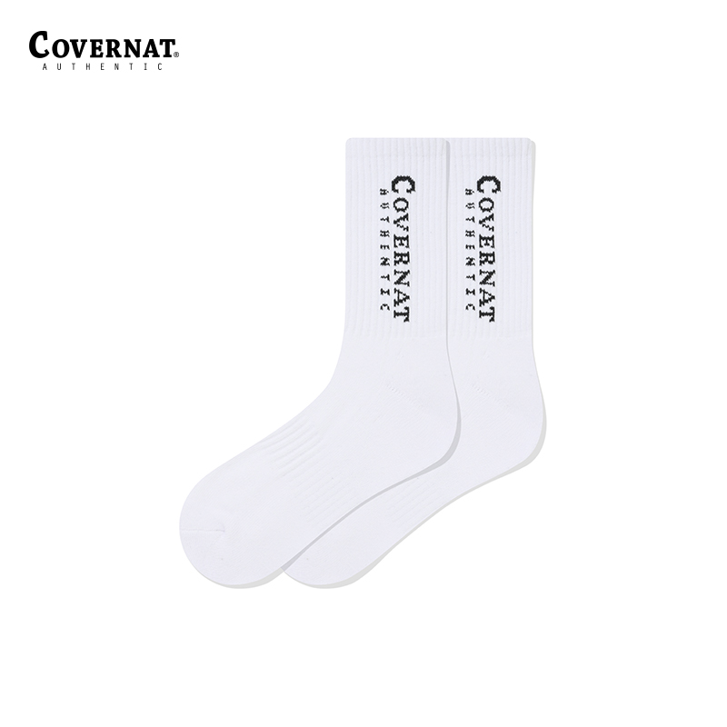 Covernat白色袜子男女新品情侣款中长款运动袜潮流搭配配饰CO2200TC11WH
