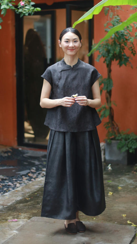 漫物记平纹香云纱阔腿裤xys-w258 商品图0