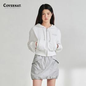 covernat韩国潮牌露脐带帽拉链外套女甜酷潮流时尚短外套2024春夏CO2401HZ70