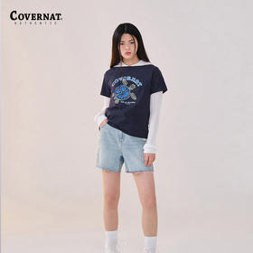covernat韩国潮牌圆领T恤女士甜酷潮流时尚短袖2024春夏新品CO2402ST73