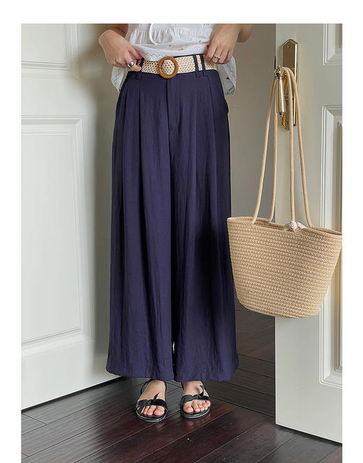 【冰茶荡荡裤】韩系高腰通勤阔腿裤 商品图0