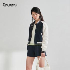 covernat2025春新款女短款光泽感撞色拼接夹克棒球外CO2401JK70