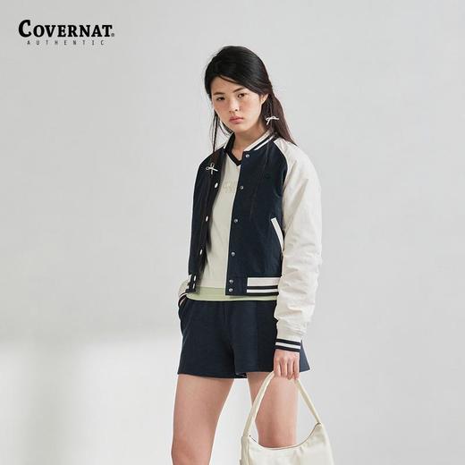 covernat2025春新款女短款光泽感撞色拼接夹克棒球外CO2401JK70 商品图0