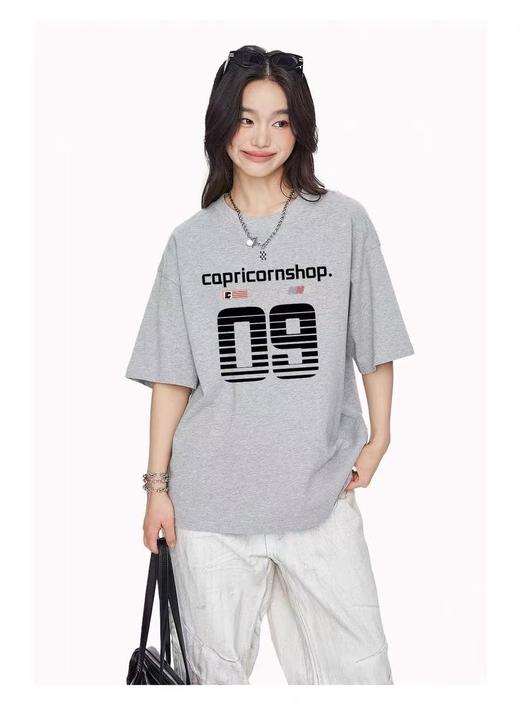 七夕福利-NO退~情侣潮牌100%棉立体09数字印花短袖T恤-喜出 商品图2