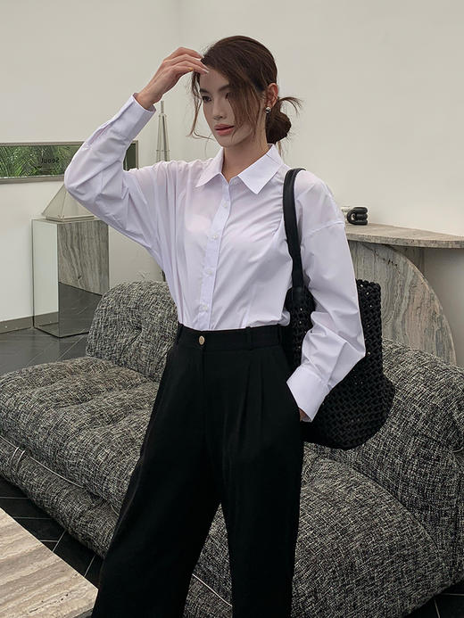 经典百搭抗皱莫代尔混纺宽松轻薄防晒衬衫DG482460A 商品图1