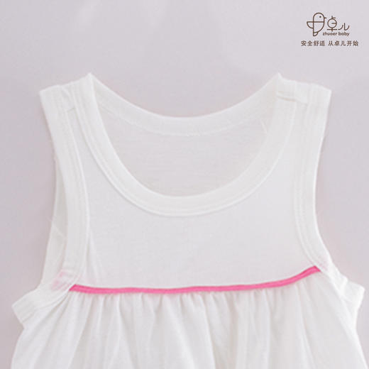 【无袖连衣裙】卓儿夏季女童裙子纯棉简约薄款花边短袖中长款连衣裙 商品图6