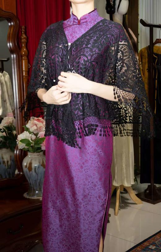 【一揽星河 · 黑】黑色蕾丝流苏披肩 商品图1