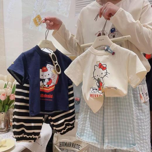 【清新可爱的设计，适合各种场合穿搭~】夏款女宝宝时尚潮流印花 KT猫短袖 新款时尚休闲上衣-QQ 商品图0