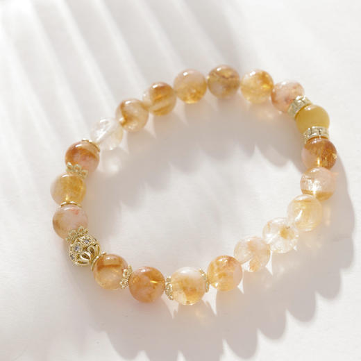 三彩2025新款【能量系列】渐变黄水晶串珠手链女虎眼石镀金简约 商品图2