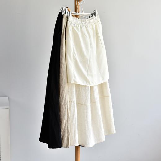 丁摩 【天丝亚麻裙】白色花苞裙女夏新天丝亚麻宽松中长蓬蓬半身裙子5ZF-C389 商品图2