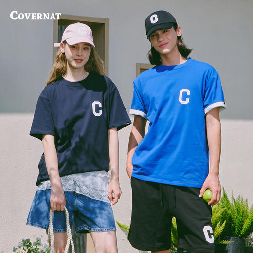 【周末秒杀】covernat韩国潮牌短袖T恤情侣同款经典C字母标潮流休闲上衣CO2302ST12 商品图0