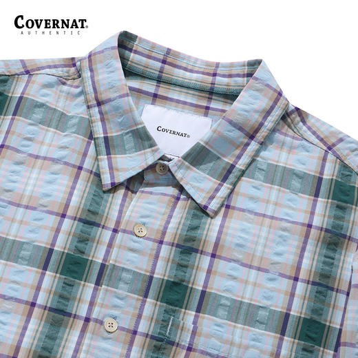 covernat韩国潮牌多种颜色纯棉时尚透气格子衬衫2024春夏新品CO2401SH07 商品图2