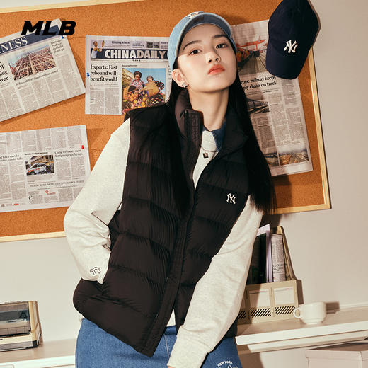 【限时秒杀】MLB男女情侣镂空大logo时尚羽绒马甲休闲23秋季新款3ADVB0336 商品图0