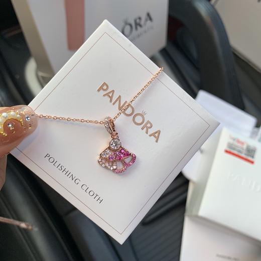 F993潘多拉官网玫瑰金色粉色扇子吊饰项链 商品图2