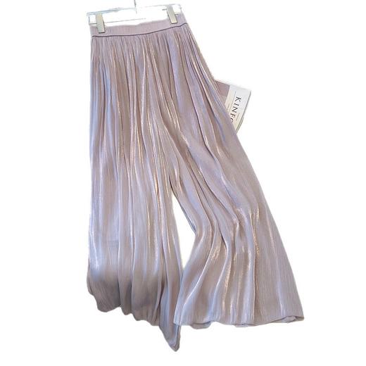 丁摩 紫色琉璃裤阔腿裤女夏季八分裤夏日轻薄甩裤超好看九分裙裤子5ZF-2208 商品图4