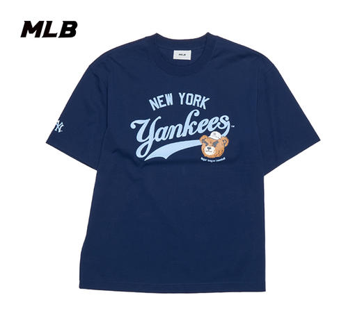MLB男女同款25春夏新款皱眉熊系列字母标T恤3ATSE0253 商品图0