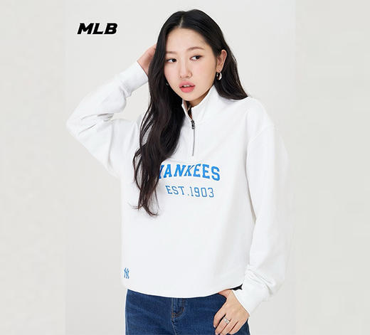 【潮牌清仓】MLB男女同款字母标二分之一拉链套头卫衣3AMTV0341 商品图3
